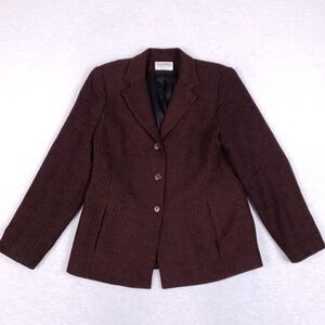 Vintage Gianni Petite Burgundy Tailored Blazer 12 Made USA 90s Retro Office